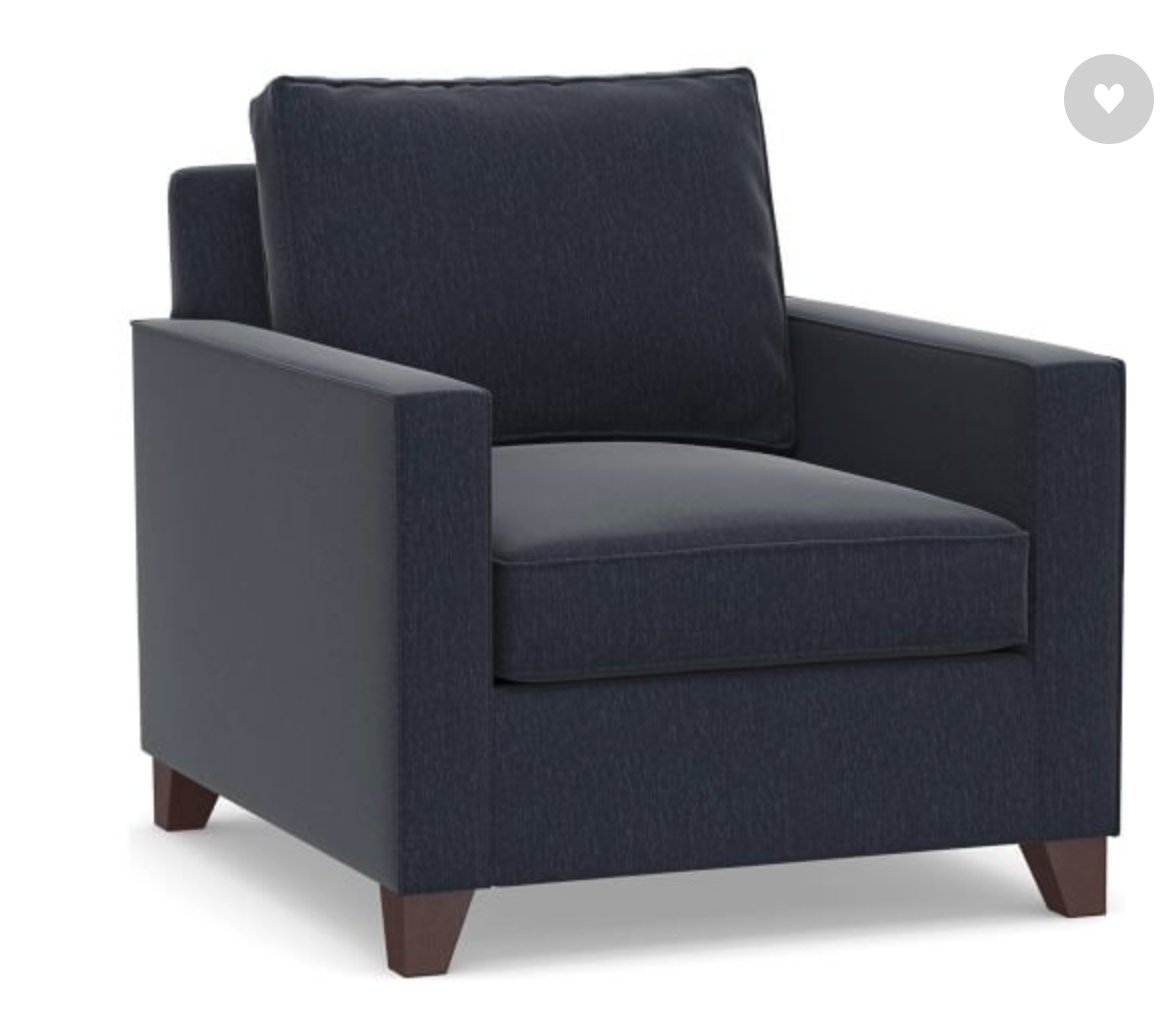 Cameron Square Arm Upholstered Deep Seat Armchair, Polyester Wrapped Cushions, Sunbrella(R) Performance Chenille Indigo - Image 0
