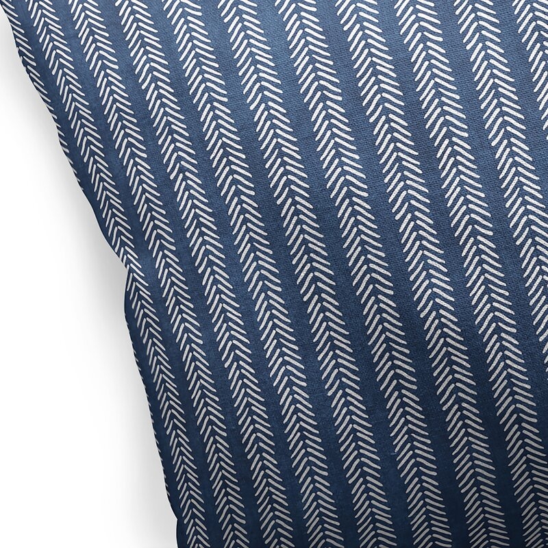 12" H x 16" W Indigo Adeline Cotton Striped Lumbar Pillow-Eco-fill - Image 1