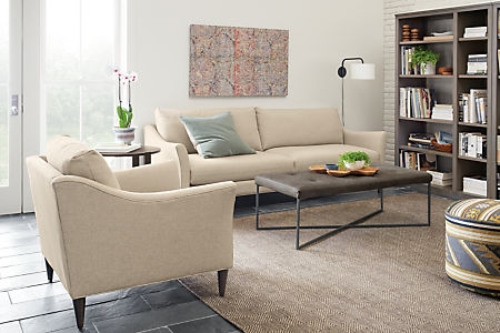 Sidney Leather Ottoman - Portofino cognac, graphite base - Image 1