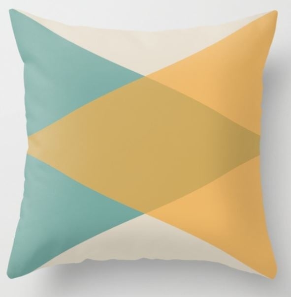 Mid Century - Yellow and Blue Throw Pillow - Image 0