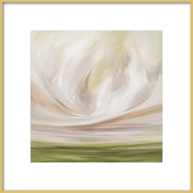 Peach Glory - 16" x 16" - Contemporary - Frosted Gold Metal - with matte - Image 0