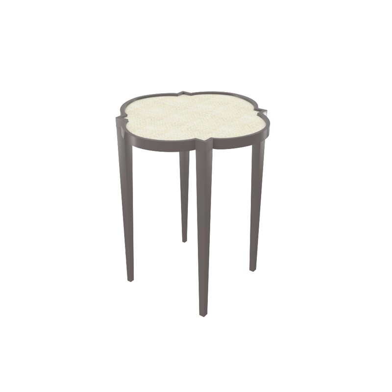 Oomph Tini IV End Table Table Base Color: Fawn Brindle, Table Top Color: Whitewashed Raffia - Image 0