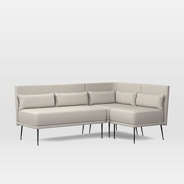 Modern Banquette, Small, Yarn Dyed Linen Weave, Stone White, Burnished Bronze, Poly - Image 3