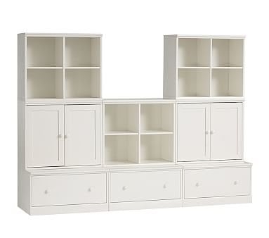 Cameron 3 Cubbies, 2 Cabinets, & 3 Drawer Bases, Simply White, UPS - Image 0