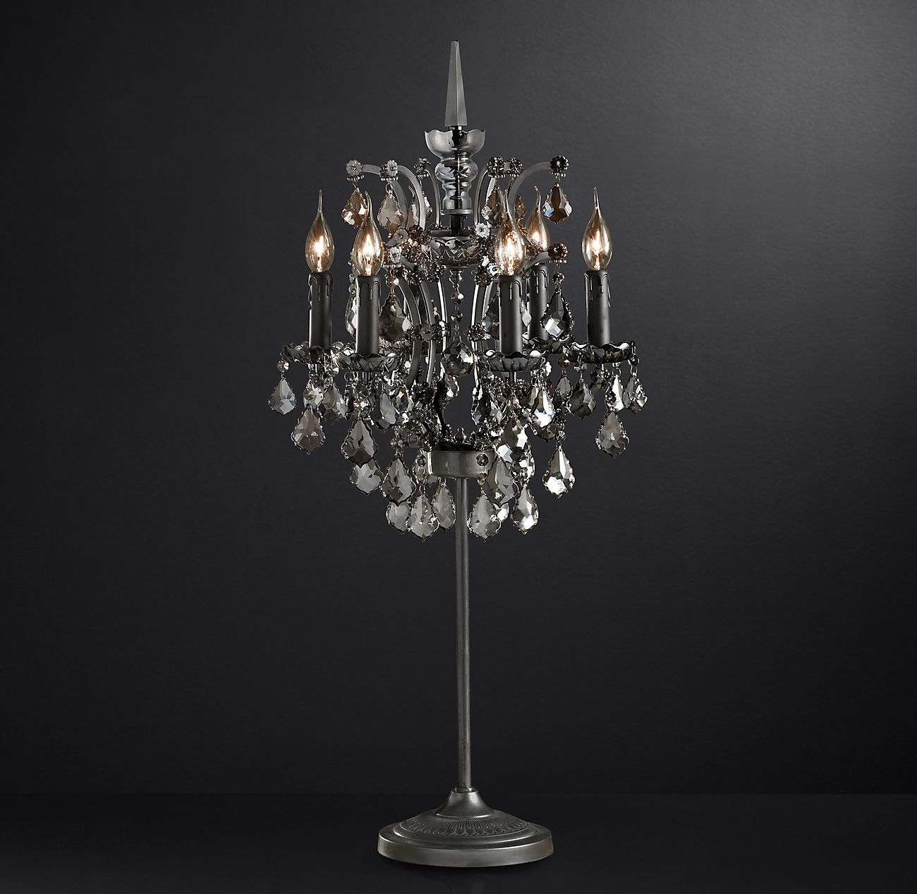 19TH C. ROCOCO IRON & CRYSTAL TABLE LAMP - Image 0