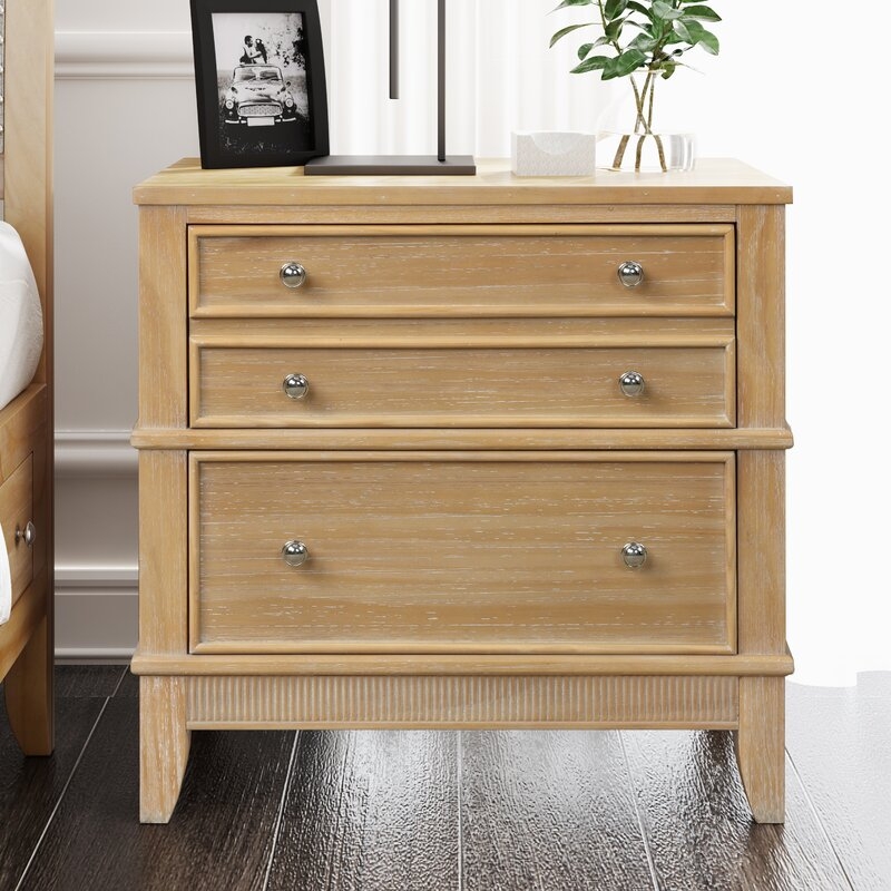 Rossie 3 - Drawer Solid Wood Nightstand in Natural - Image 0