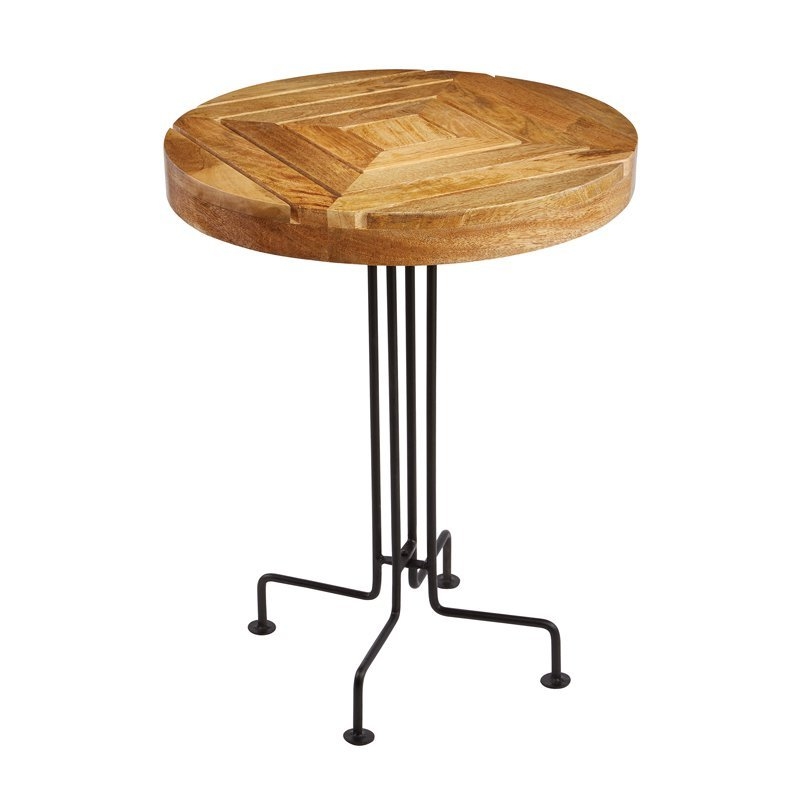 NATURAL MANGO WOOD SLATTED ACCENT TABLE - Image 0