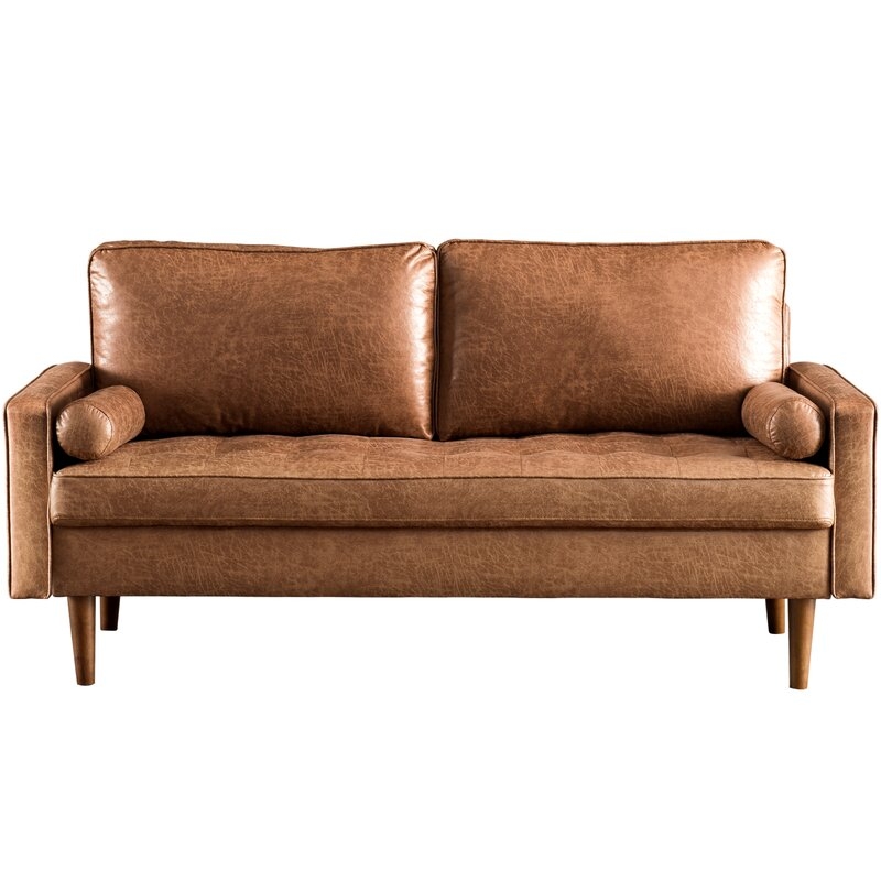 Garzon 69.68" Faux Leather Square Arm Sofa - Image 0