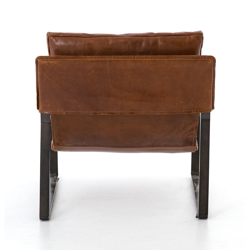 Four Hands Kensington Armchair Fabric: Dakota Tobacco Genuine Leather - Image 5