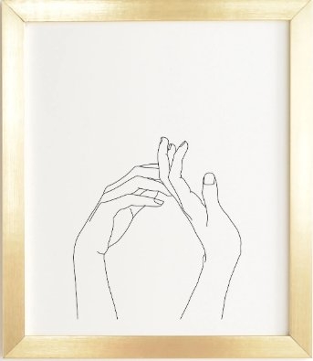 HANDS LINE DRAWING ABI- 11x13, gold frame - Image 0