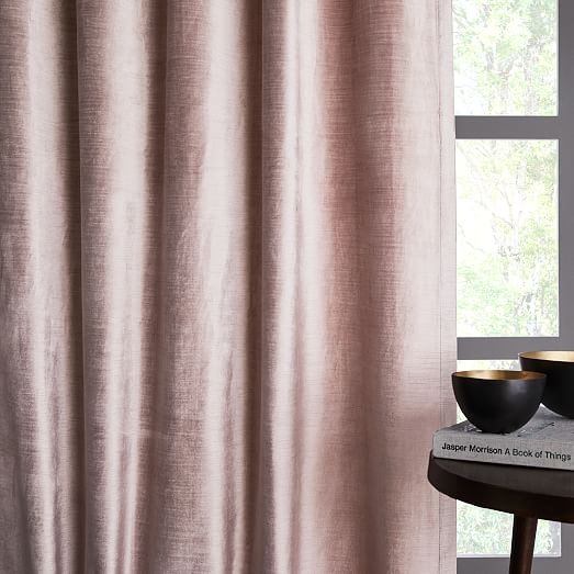 Cotton Luster Velvet Curtain, Dusty Blush, 48"x96", Individual, Unlined - Image 2