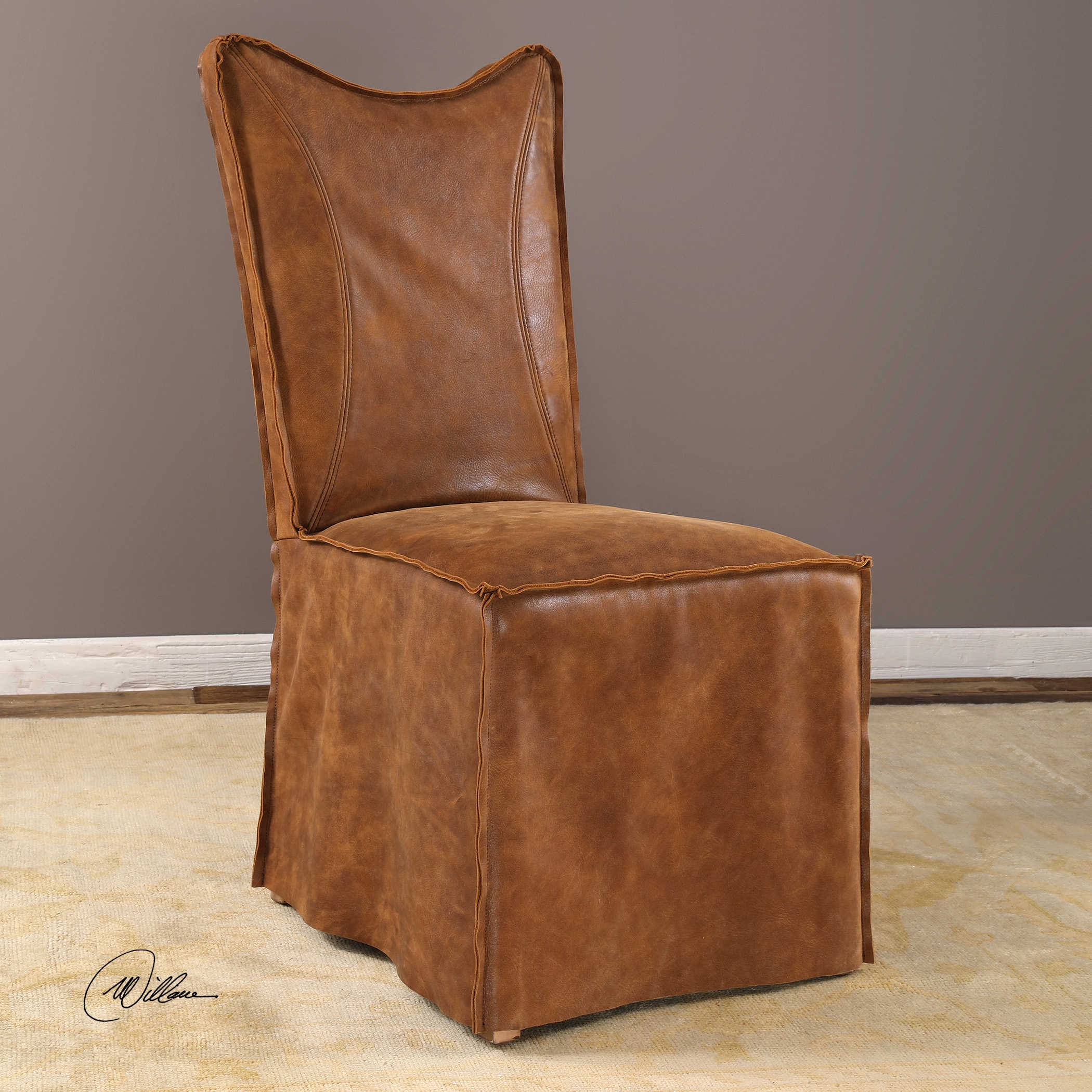 Delroy Armless Chairs, Cognac, Set Of 2 - Image 2