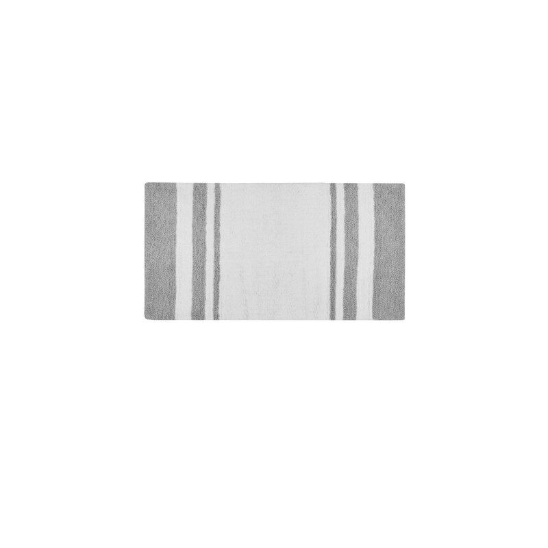 Rosenbloom Rectangular 100% Cotton Striped Bath Rug - Image 0