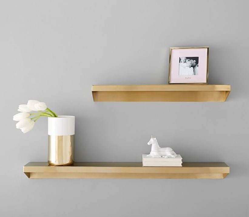 Floating Brass Metal Shelving, Large - Image 0