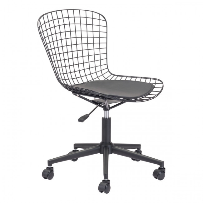 Wire Office Chair Black w/ Black Cushion - Image 0