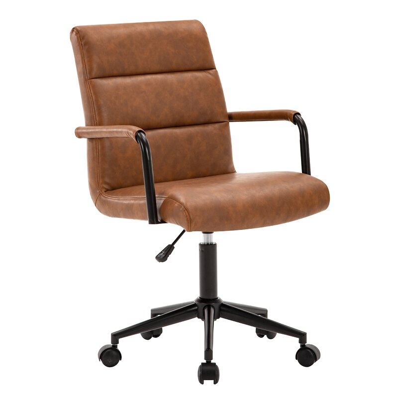 Stephanie Faux Leather Office Chair with Steel Base - Image 0