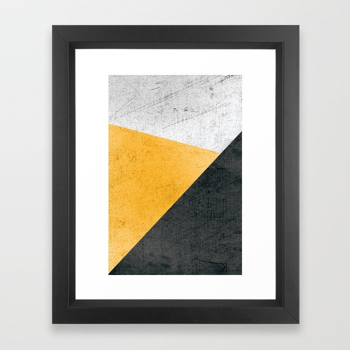 Modern Yellow & Black Geometric Framed Art Print - Image 0