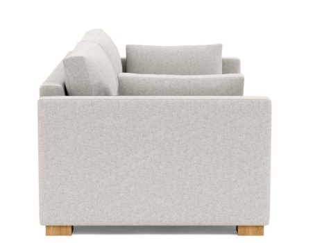Charly 83" Sofa with Pebble Heathered Weave, Natural Oak Legs, & 2 Cushions - Image 4