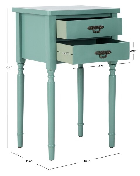 Marilyn End Table With Storage Drawers - Dusty Green - Safavieh - Image 1