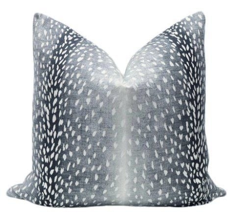 Antelope Linen Print Pillow Cover, Navy, 20" x 20" - Image 0