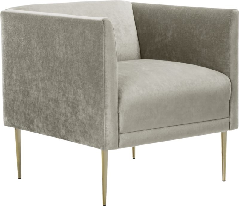 Marais Shadow Grey Velvet Armchair with Brass Legs - Image 3