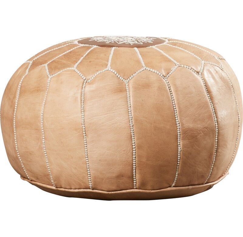 Finchley 20" Wide Round Floral Pouf Ottoman - Image 0