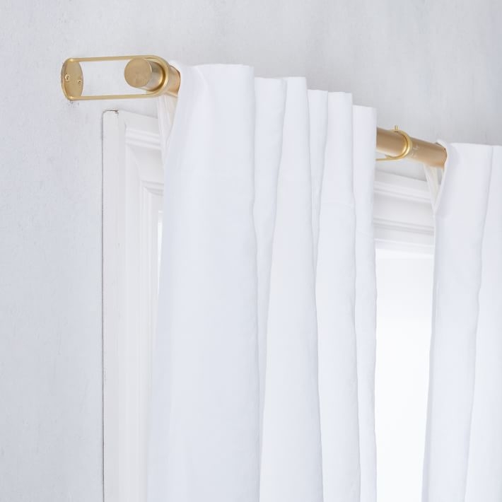Belgian Flax Linen Curtain - White, Blackout lining Set of 2 - 96" - Image 1