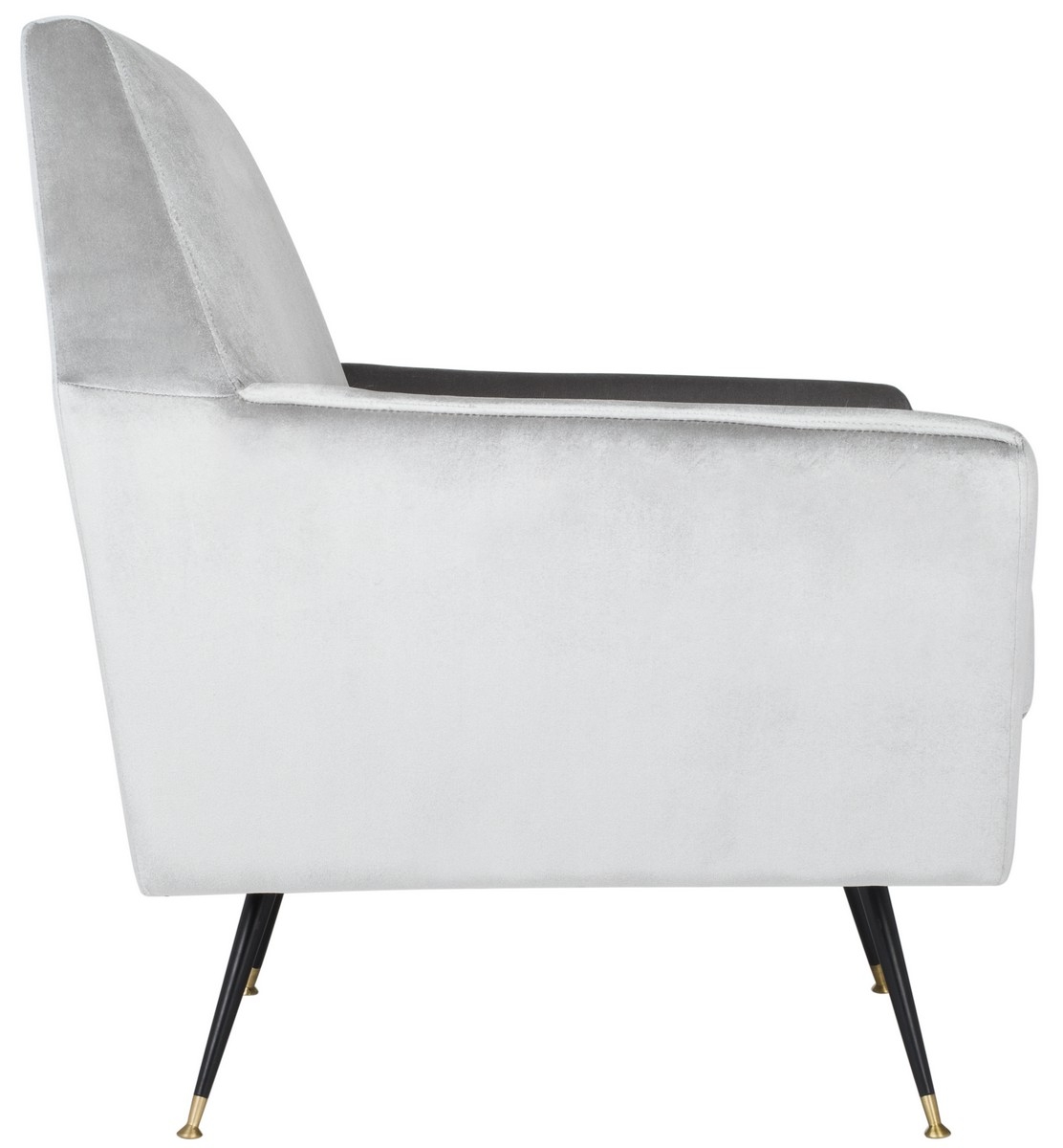Nynette Velvet Retro Mid Century Accent Chair -  Light Grey - Safavieh - Image 2