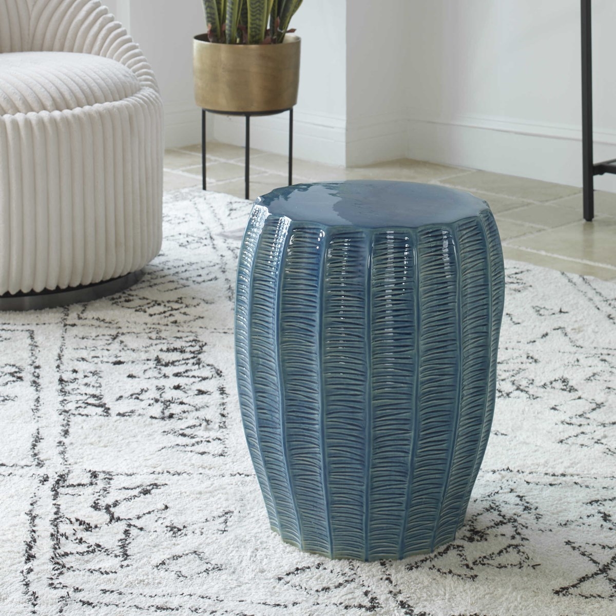 Harbor Aque Blue Garden Stool - Image 0