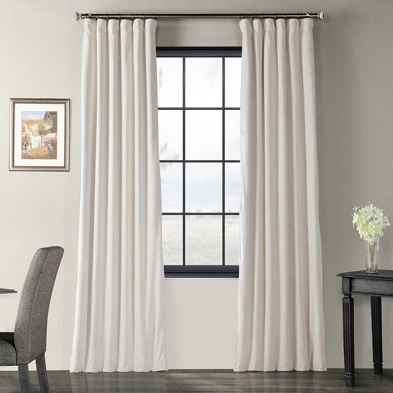 Albert Polyester Solid Blackout Rod pocket Single Curtain Panel -ivory 50"x120" - Image 0