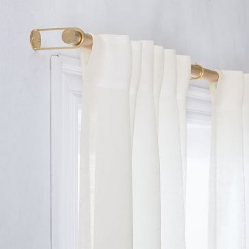 Sheer Belgian Flax Linen Curtain, 48"x84", Ivory, Set of 2 - Image 1