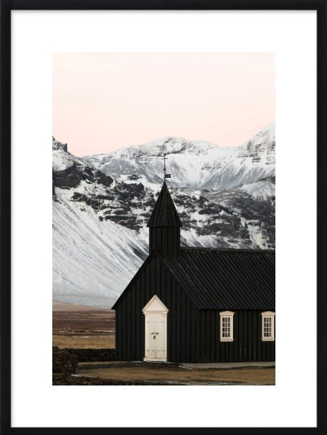 The black church of Búðir with black frame - Image 0