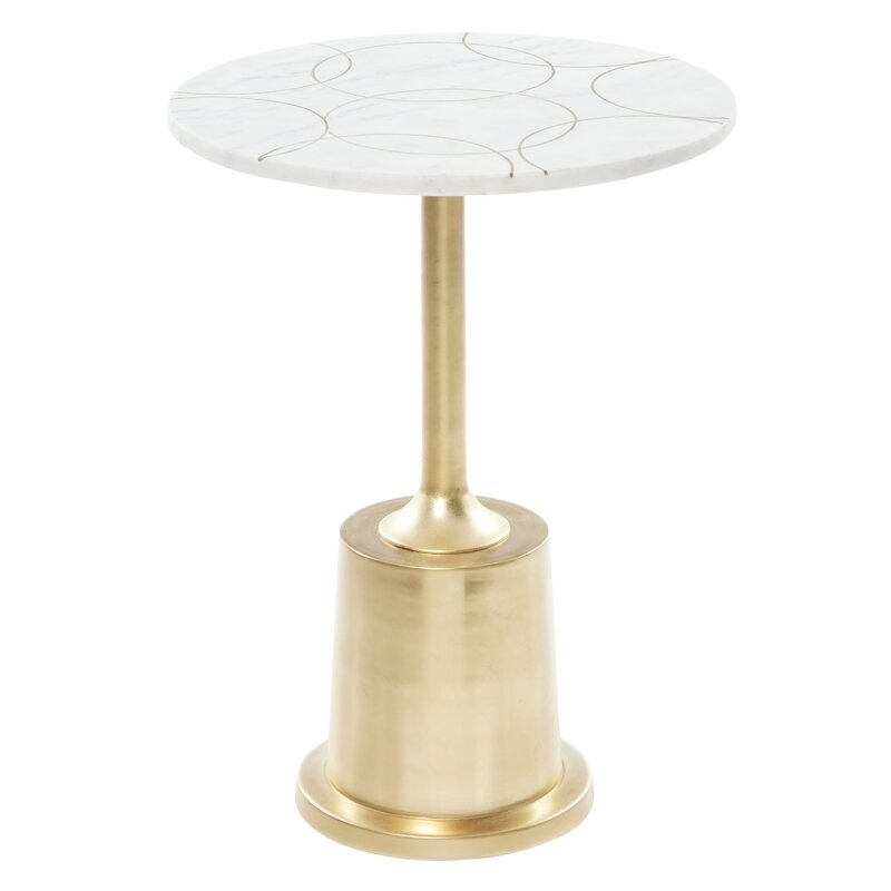 Tarver Marble Top Pedestal End Table - Image 2