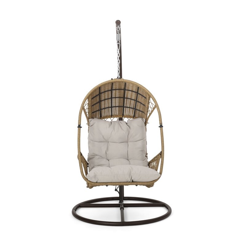 Light Brown/Beige Berkshire Swing Chair With Stand - Image 1