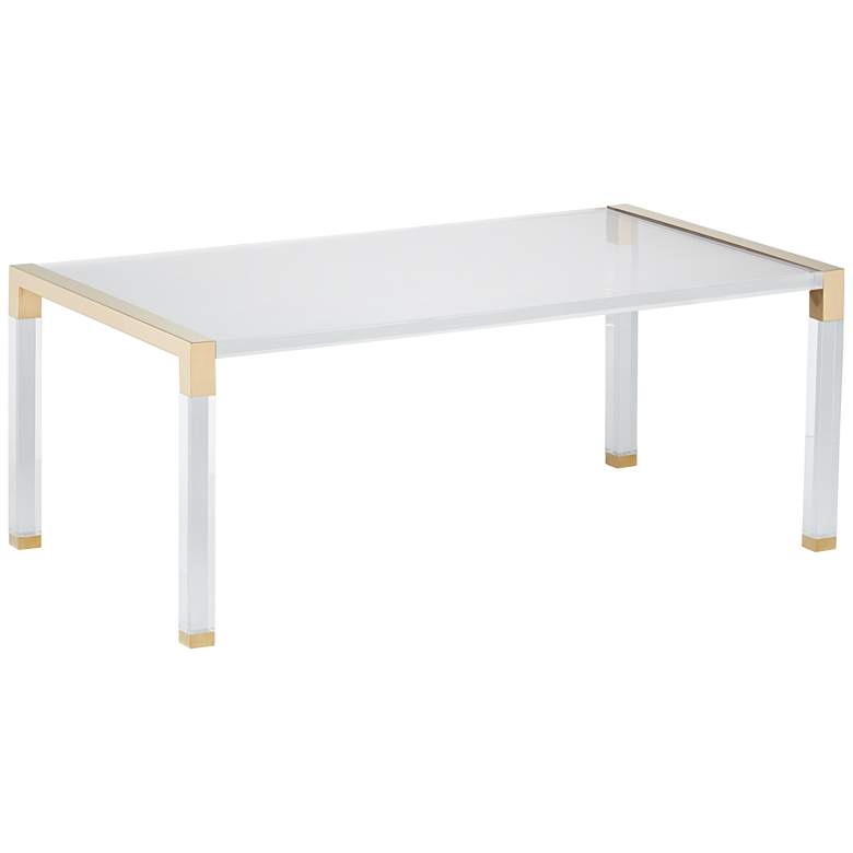 Hanna 43" Wide Gold and Clear Acrylic Cocktail Table - Image 0