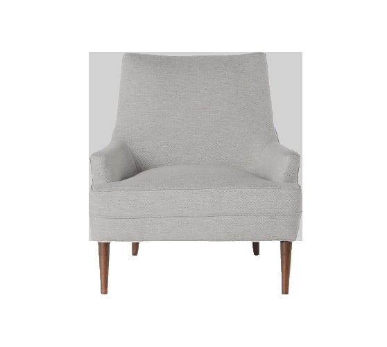 Reyes Upholstered Armchair, Polyester Wrapped Cushions, Basketweave Slub, Ash - Image 0