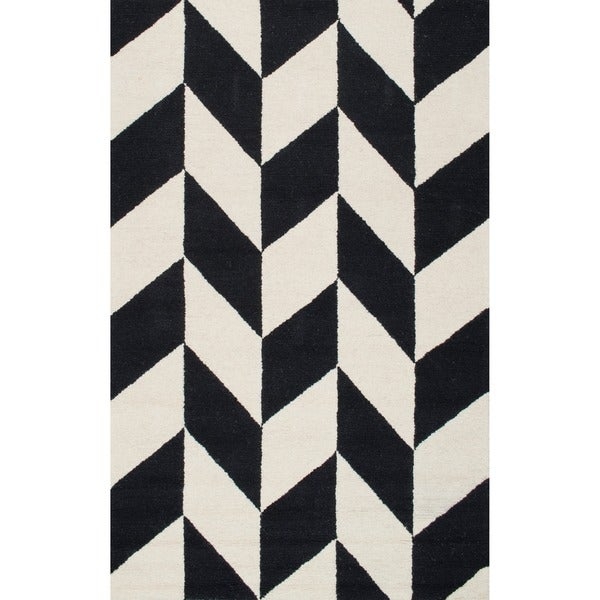 Loom 23 Hand Hooked Hudson Black and White Area Rug,  7' 6" x 9' 6" - Image 0
