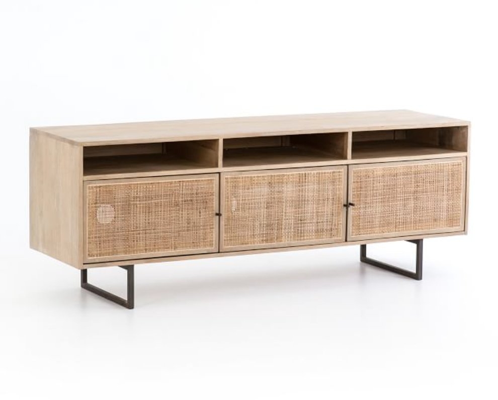 Dolores Cane Media Console, Natural - Image 0