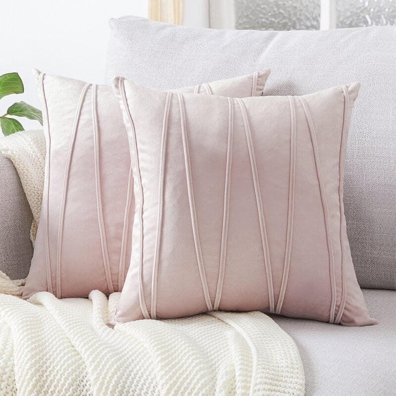 Square Velvet Pillow Cover (Set of 2) / Pink / 18" x 18" - Image 0