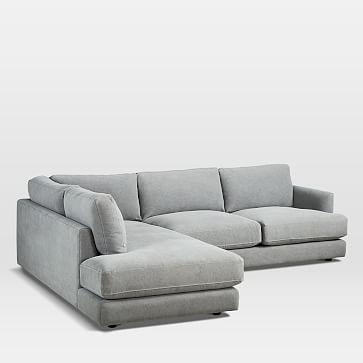 Haven XL Sectional Set 05: Left Arm Sofa, Right Arm Terminal Chaise, Performance Yarn Dyed Linen Weave, Stone White, Concealed Support, Trillium - Image 5