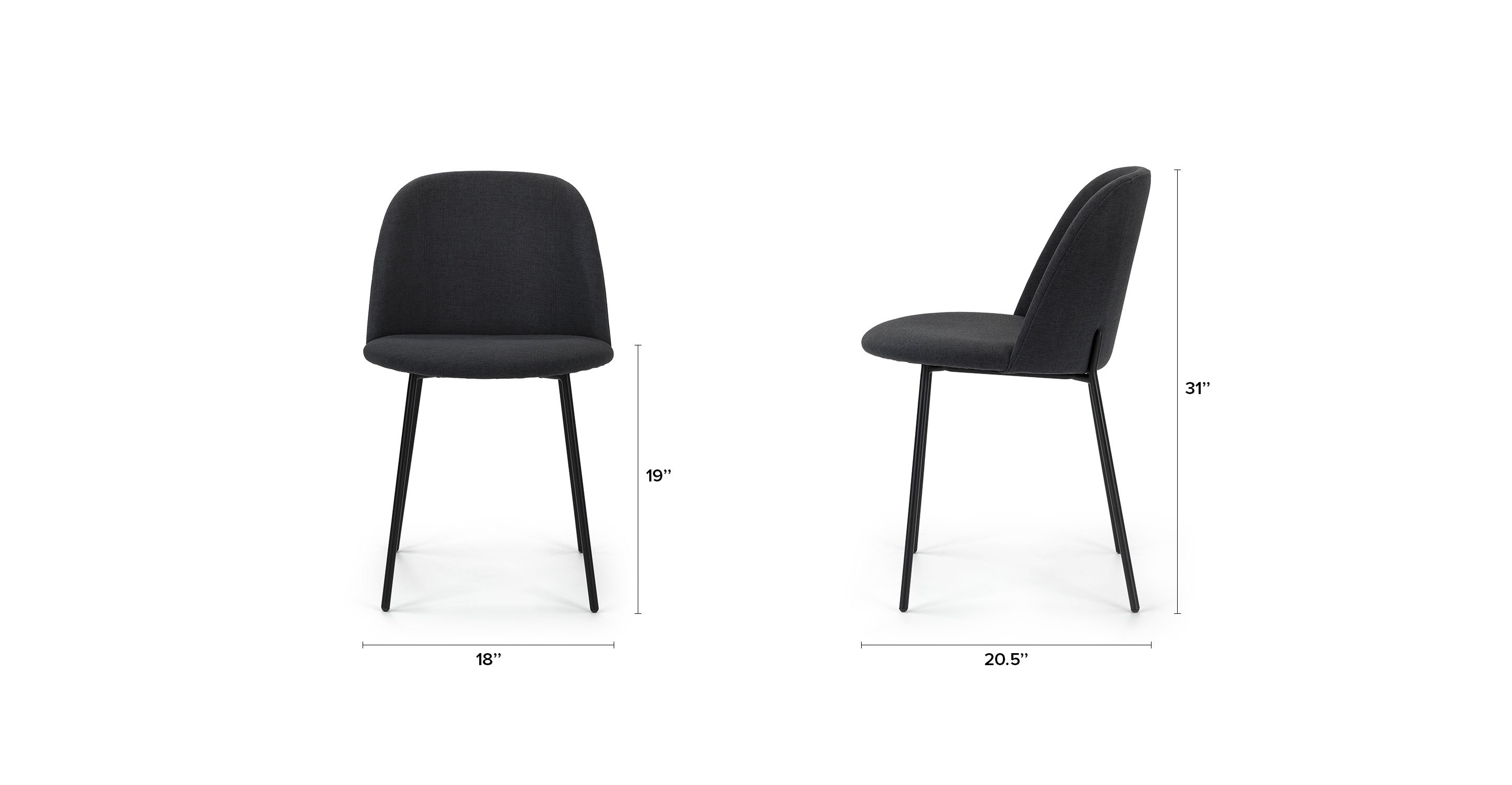 Ceres Flint Gray and Black Dining Chair, set of 2 - Image 4