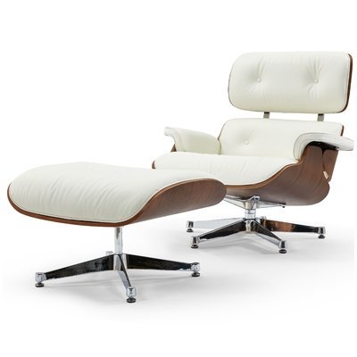 Leather Lounge Chair and Ottoman - Image 0