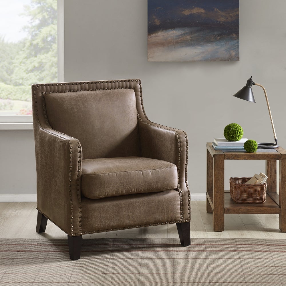 Copper Grove Kucove Brown Faux Leather Accent Chair - Image 3