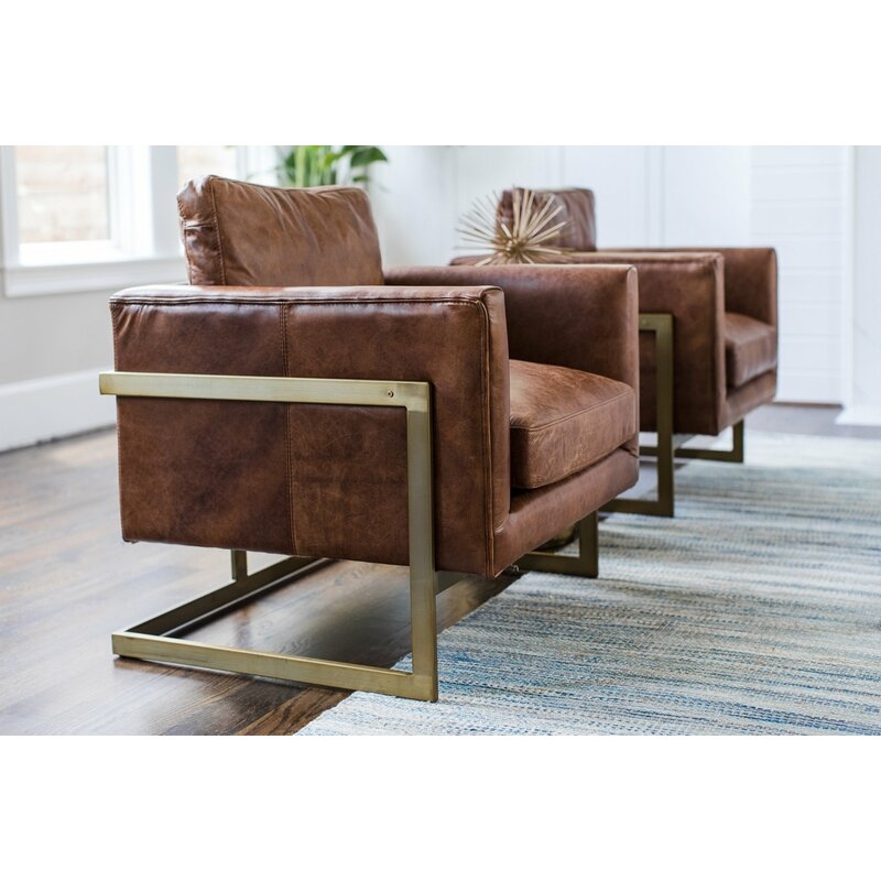 Carleen 31'' Wide Genuine Leather Lounge Chair - Image 2