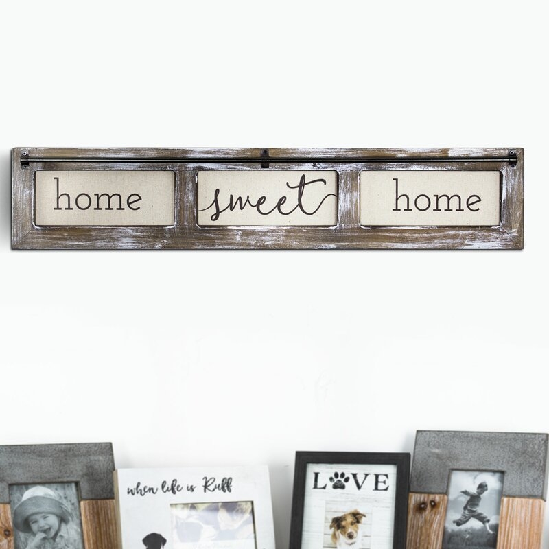 'Home Sweet Home' Wood Framed Canvas Sign Farmhouse Wall Décor - Image 1