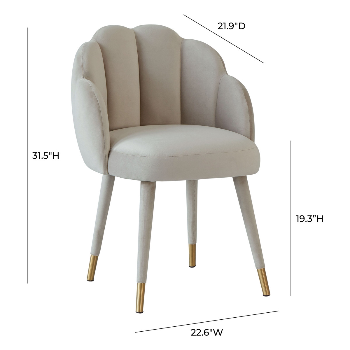 Gardenia Light Grey Velvet Dining Chair - Image 4