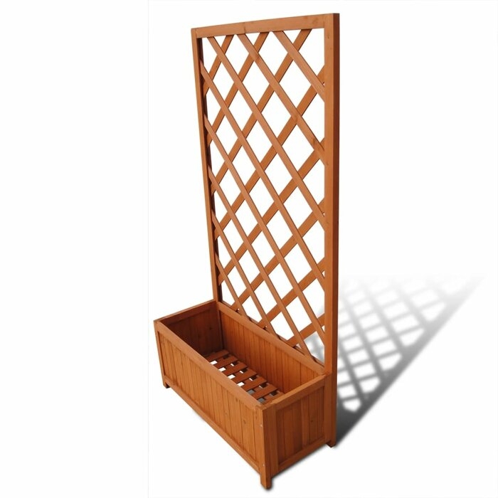 Koffi Wood Elevated Planter With Trellis - Image 1