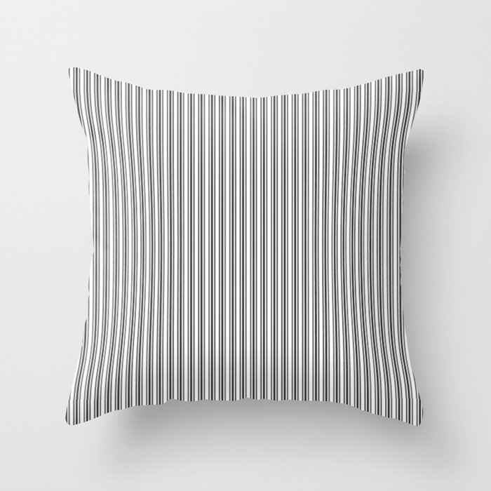 Classic Small Black Tarp Black French Mattress Ticking Double Stripes Throw Pillow, 20x20 - Image 0