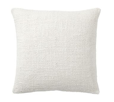 Faye Textured Linen Pillow Cover, 20", Ivory - Image 3