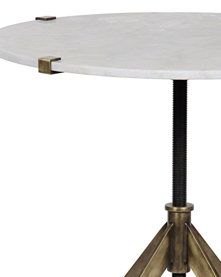 DEVYN ADJUSTABLE SIDE TABLE, ANTIQUE BRASS & QUARTZ - Image 1